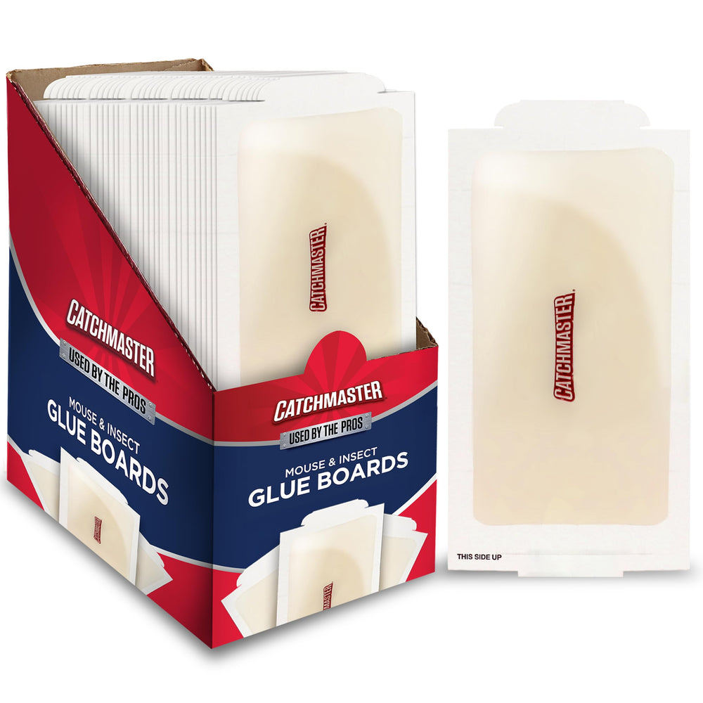 Catchmaster front packaging showing 75-count glue boards for quick setup
