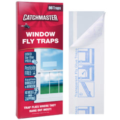 Catchmaster front packaging showing 96-pack and clear window traps for fast setup