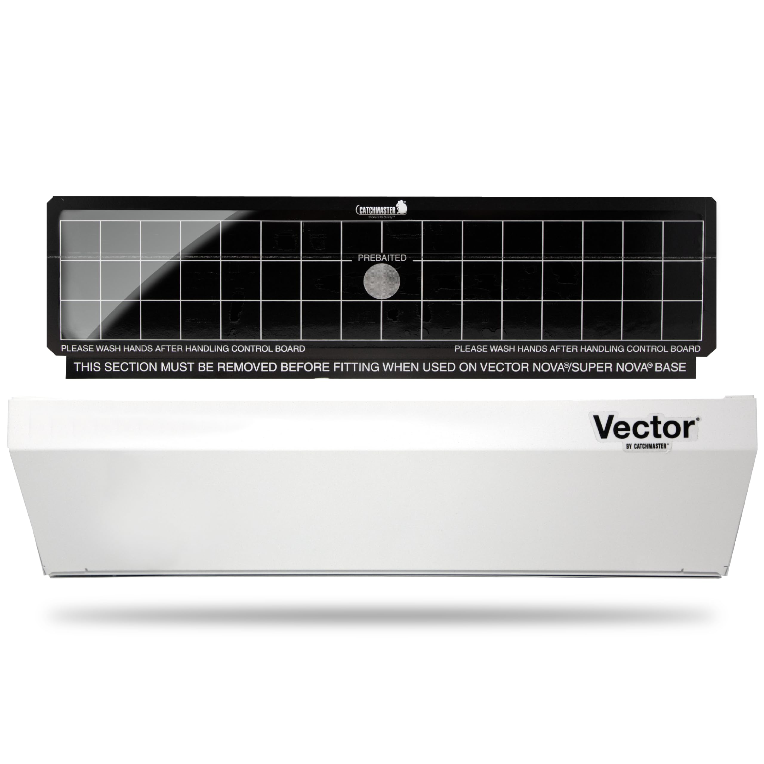 Catchmaster front panel showing sleek white housing and discreet design benefit: blends into interiors