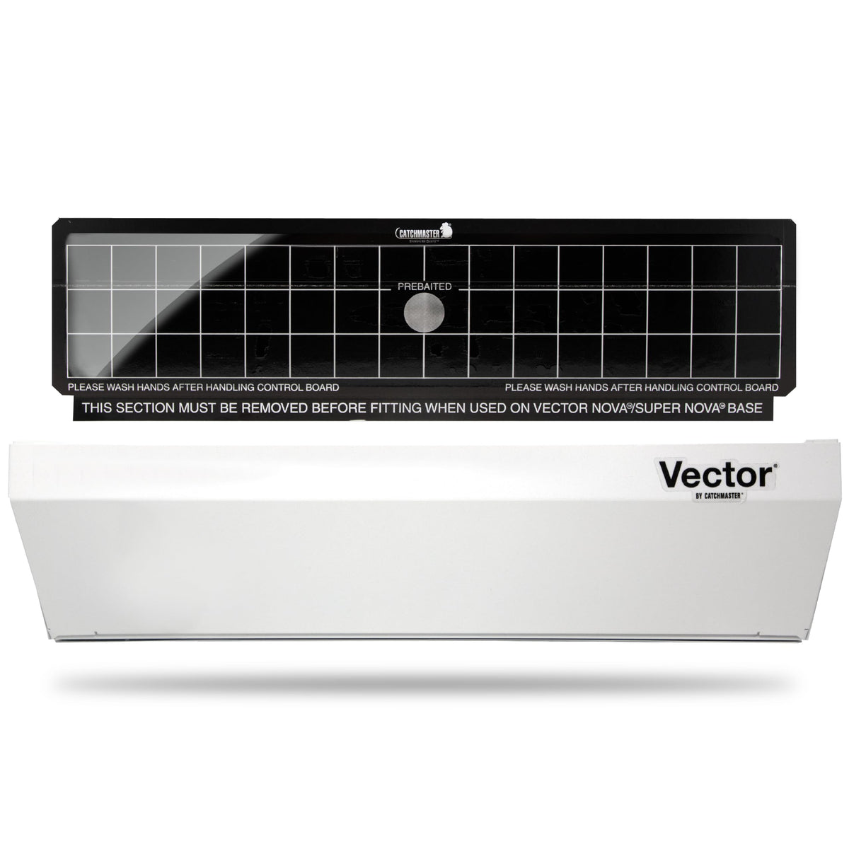 Catchmaster front panel showing sleek white housing and discreet design benefit: blends into interiors