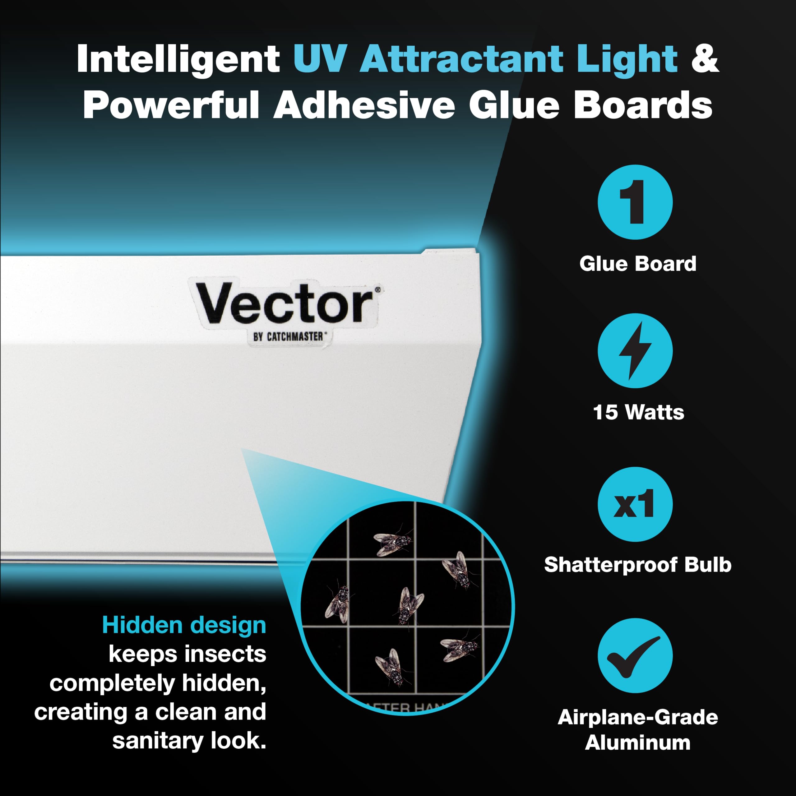 Catchmaster glue board close-up with adhesive surface benefit: easy, sanitary insect capture