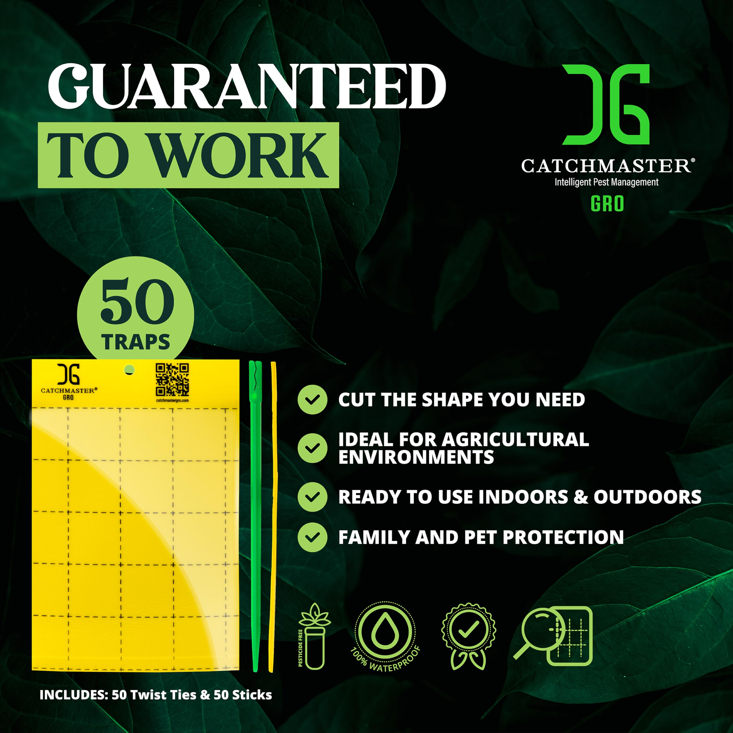 Catchmaster GRO staked beside potted plant protecting roots and seedlings