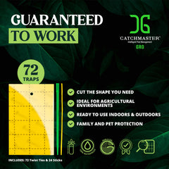Catchmaster GRO trap in potted plant reducing pests and protecting leaves
