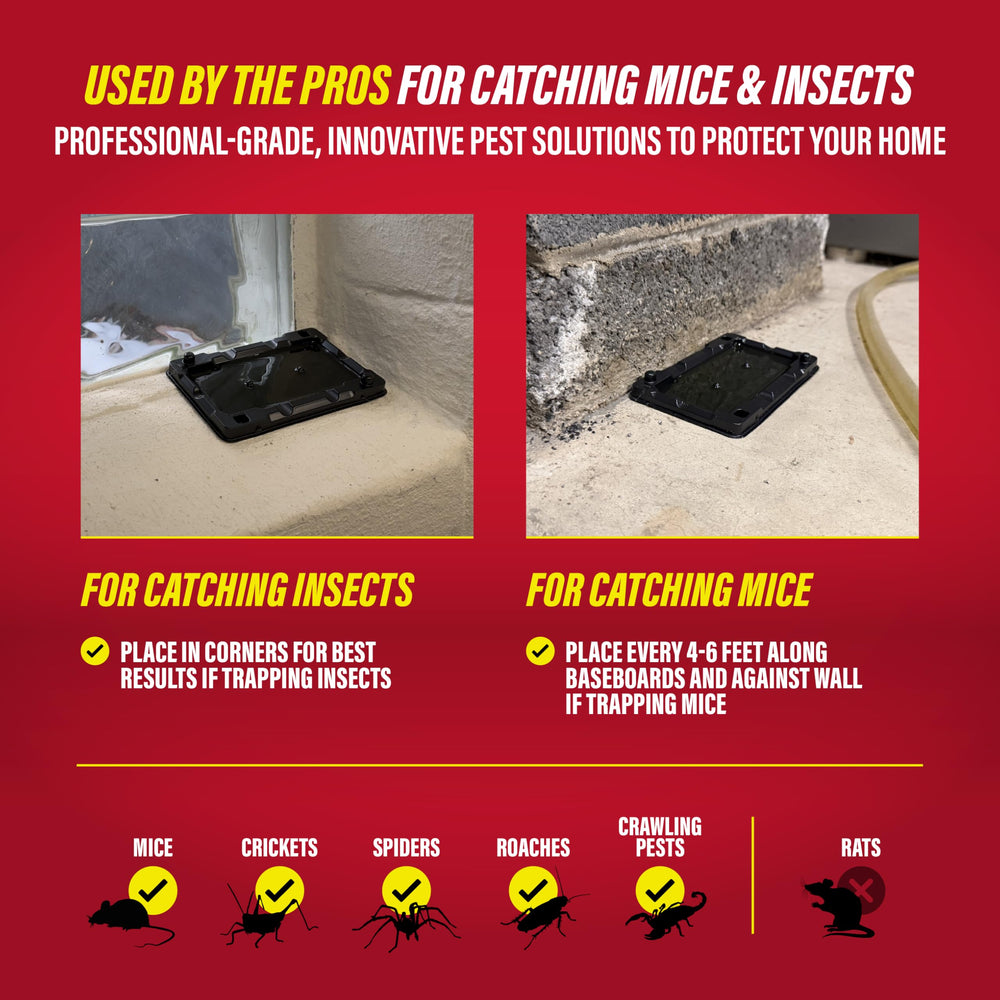 Catchmaster trap positioned under an appliance demonstrating narrow-space use