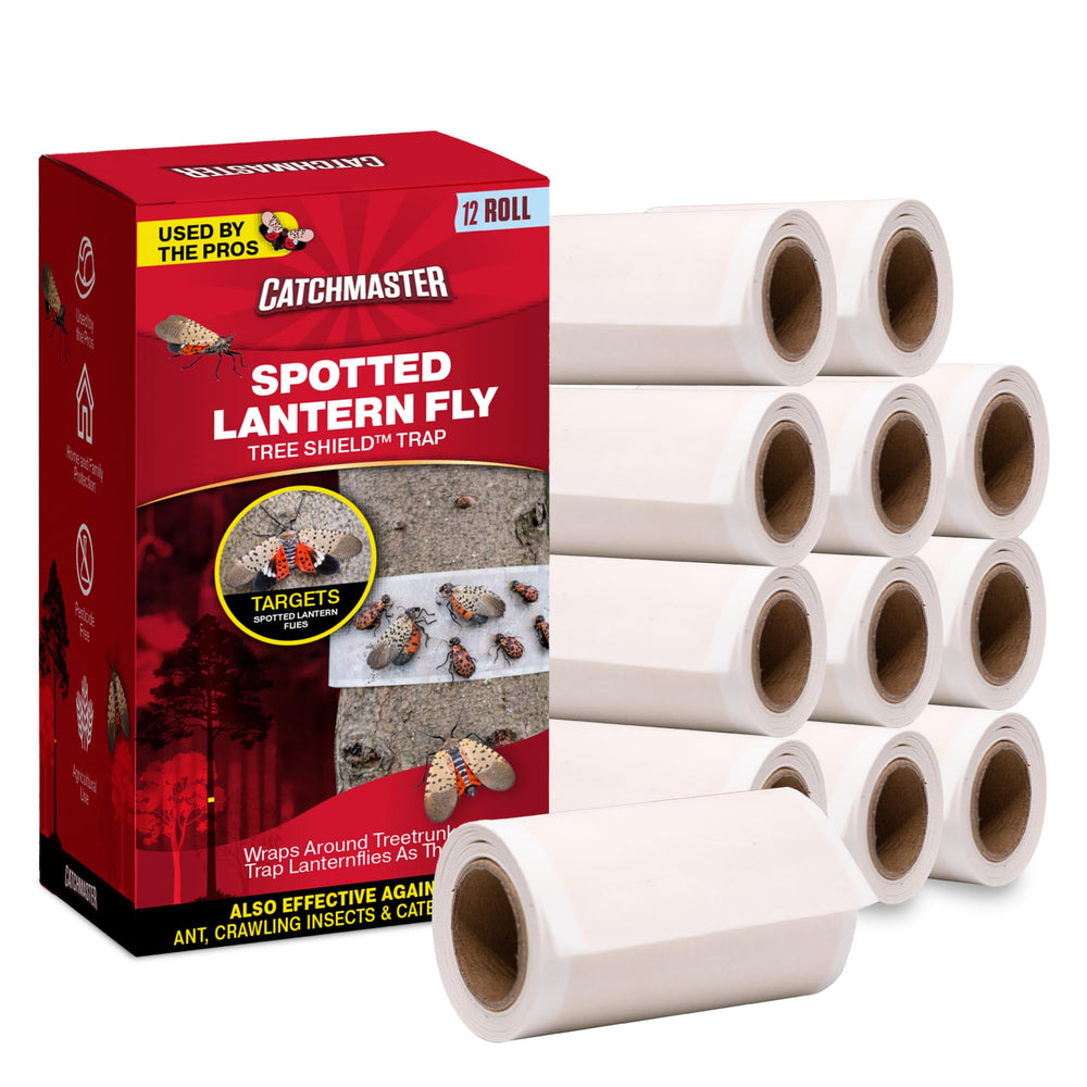 Catchmaster Tree Shield front packaging showing 12 rolls and product branding for easy storage