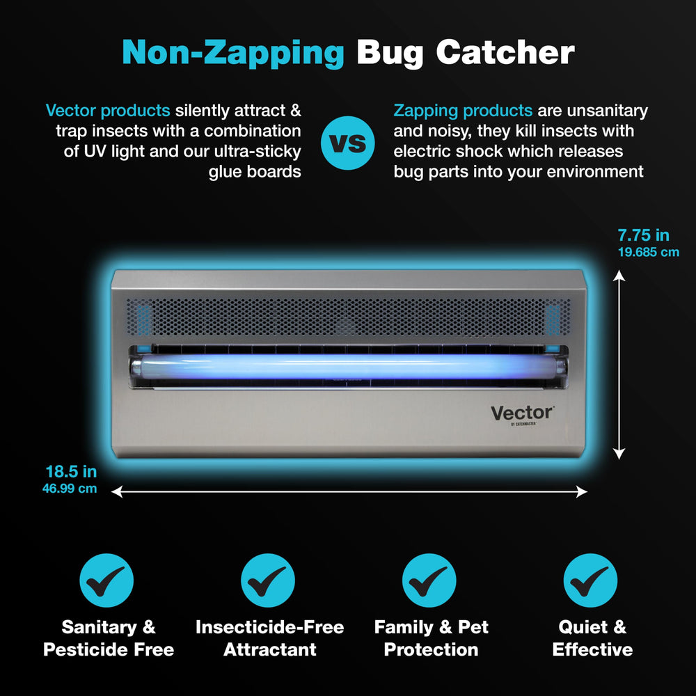Catchmaster wall-mounted in use above a service counter reducing flying insects
