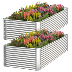 CATMANOR front view of galvanized raised bed showing sturdy corrugated walls and gardening benefits