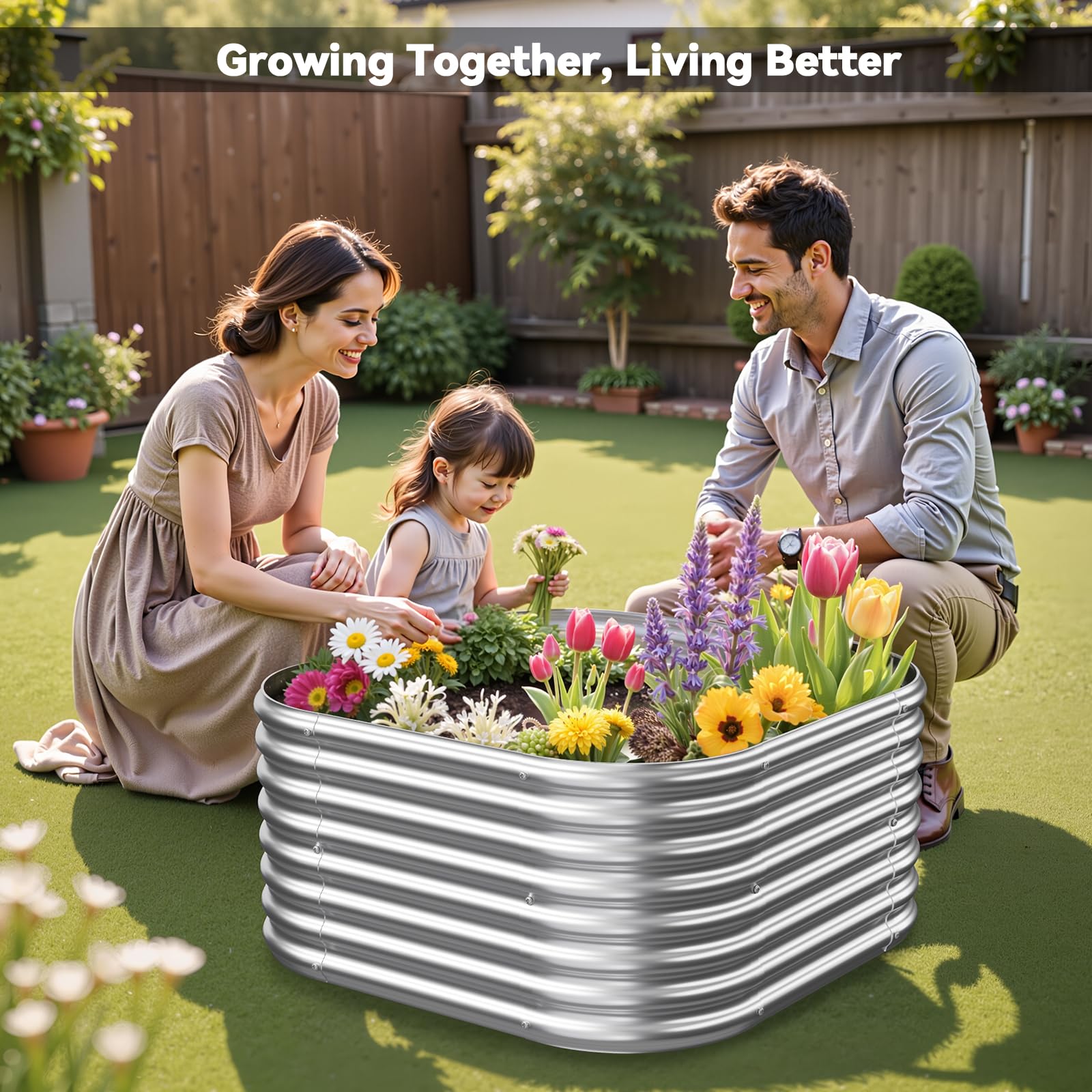 CATMANOR raised beds on patio in lifestyle scene showing attractive outdoor placement
