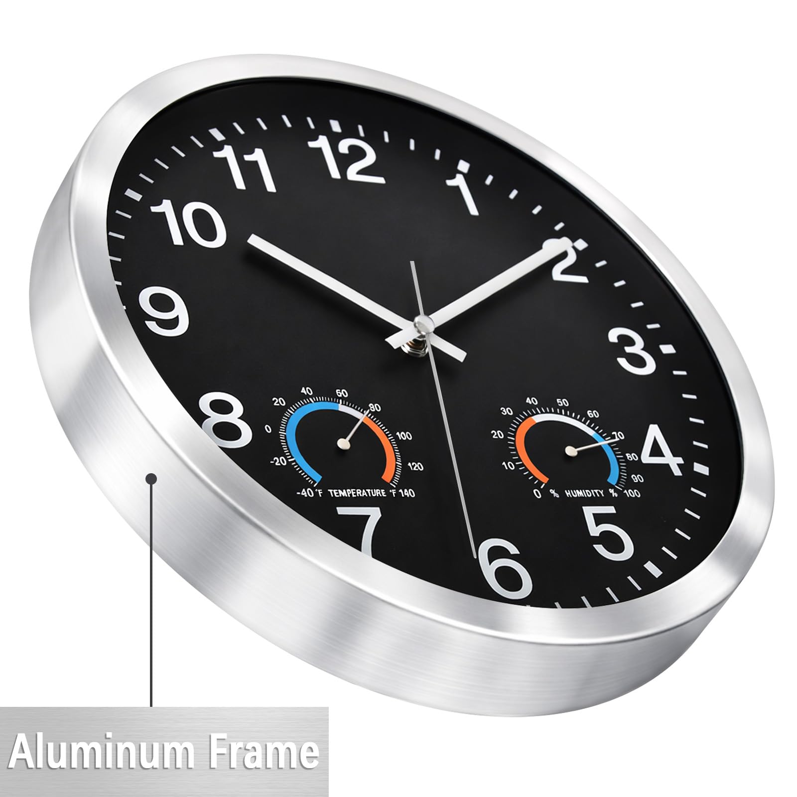 Caysie dial detail highlighting thermometer and hygrometer color zones
