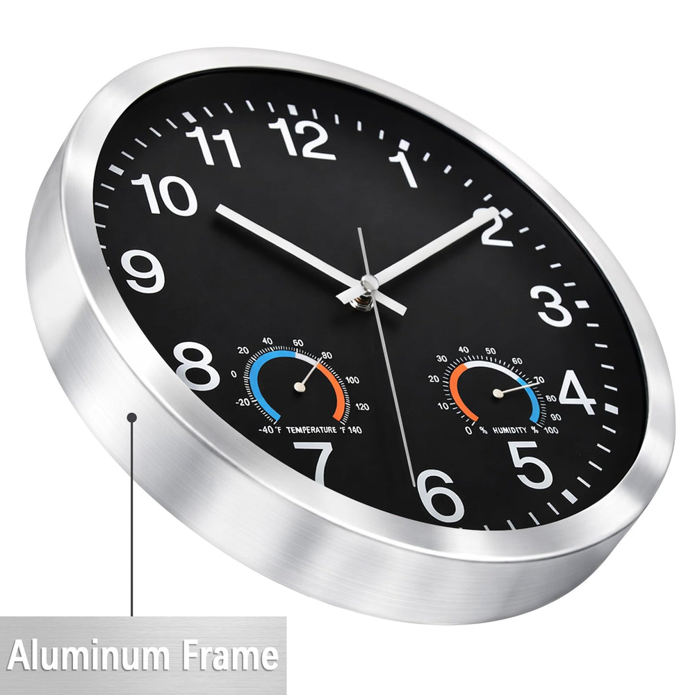 Caysie dial detail highlighting thermometer and hygrometer color zones
