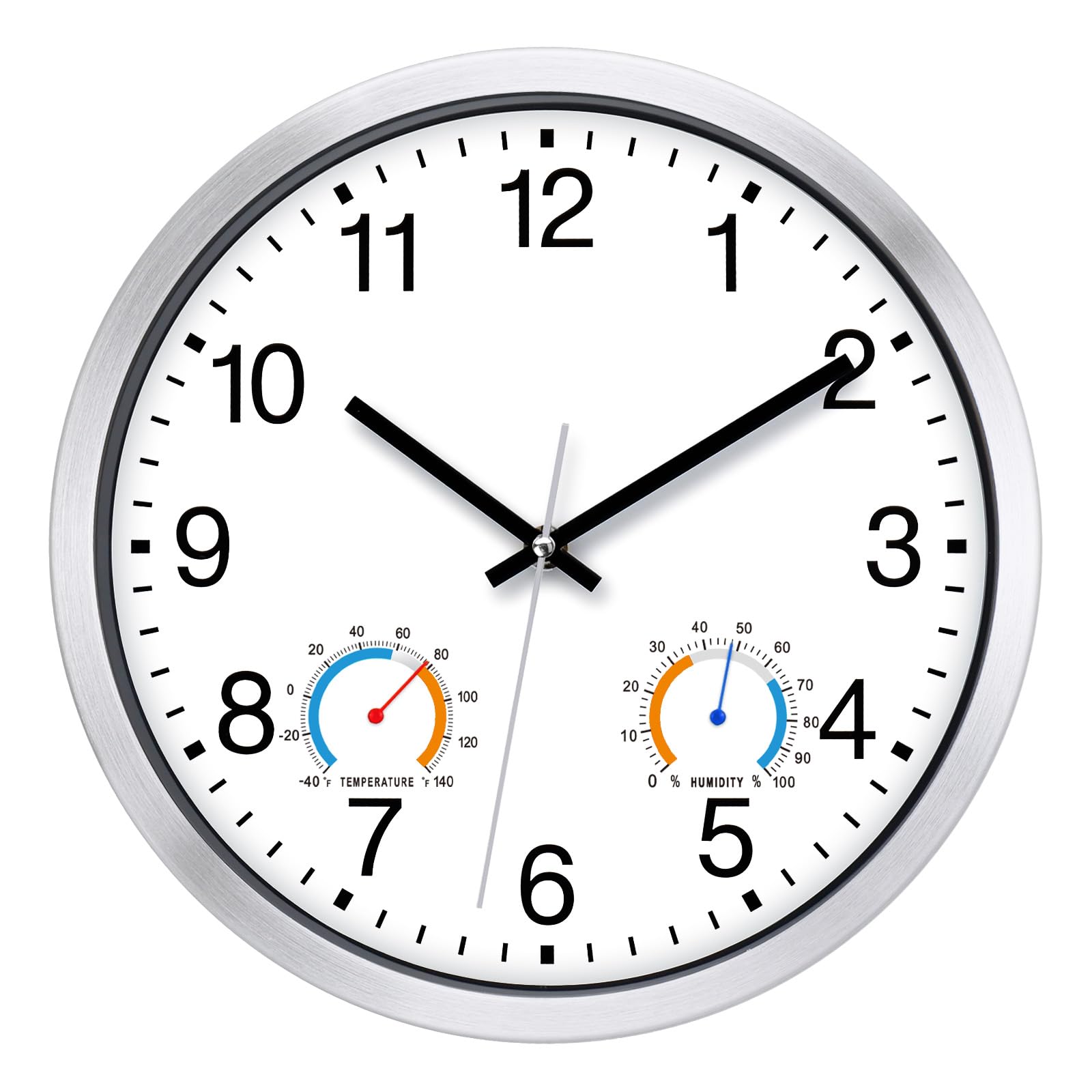 Caysie front view white clock showing clear black numerals for easy reading