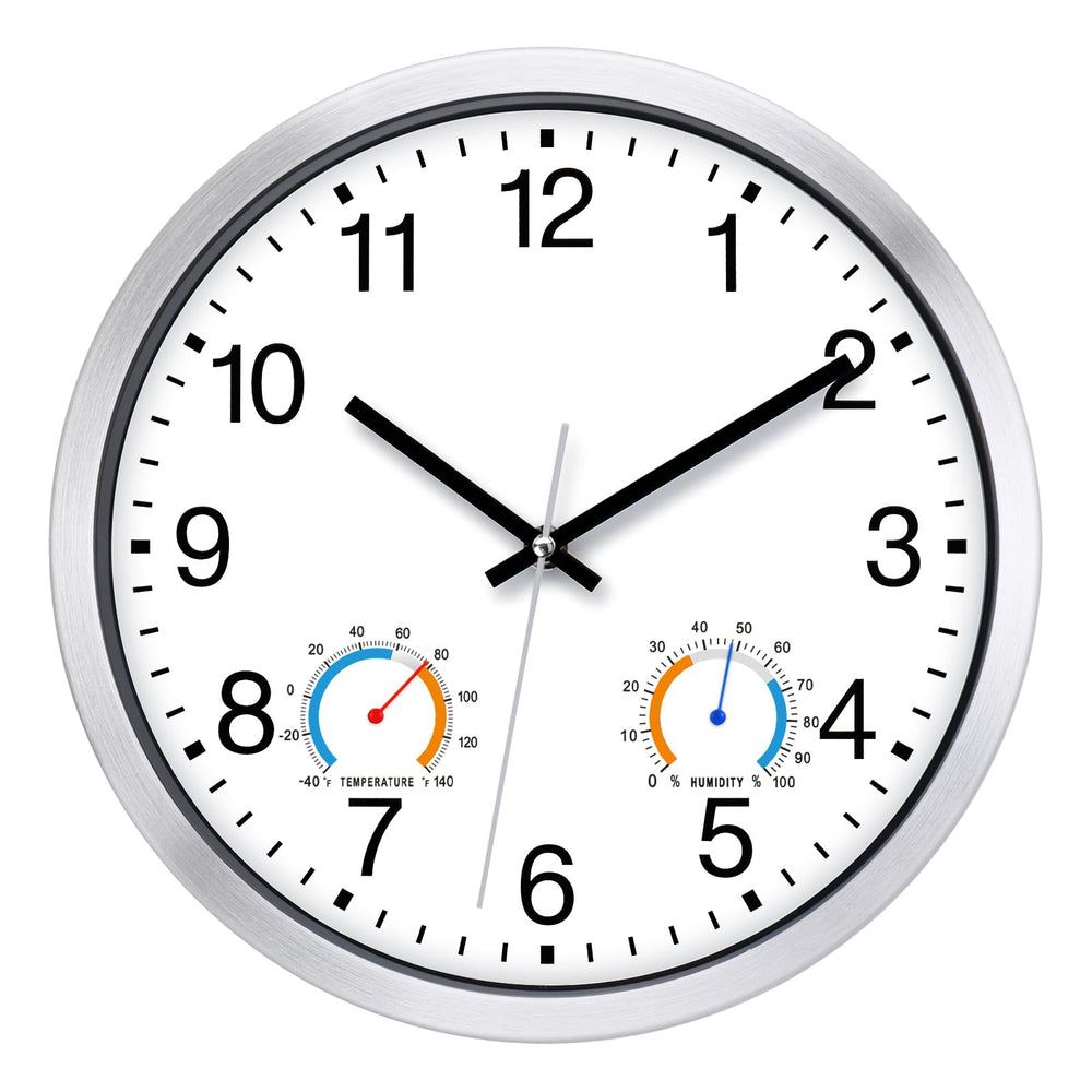 Caysie front view white clock showing clear black numerals for easy reading