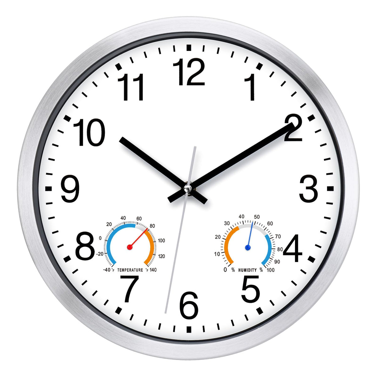 Caysie front view white clock showing clear black numerals for easy reading