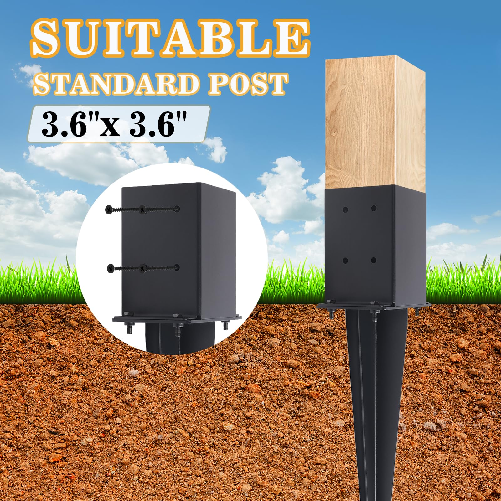 CDFYJHFDQ anchor driven in soil stabilizing a 4x4 post on-site