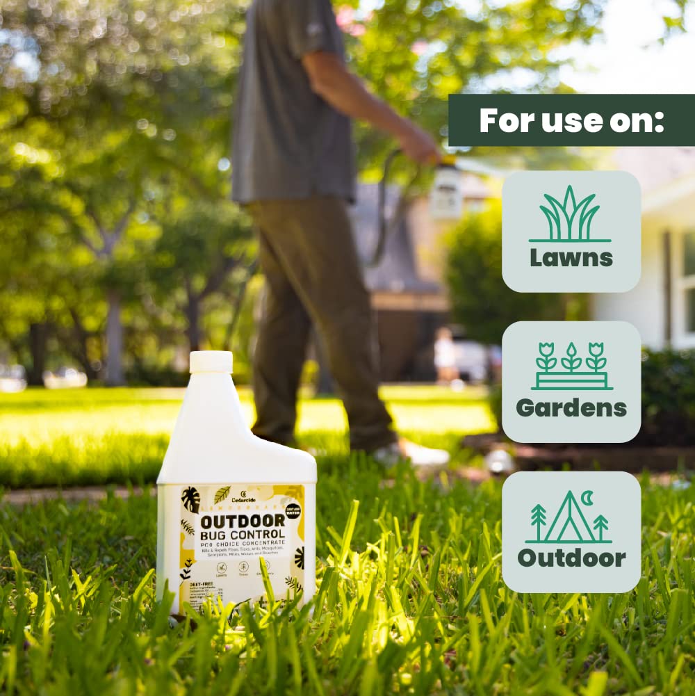 Cedarcide granules applied along garden edge to protect landscape