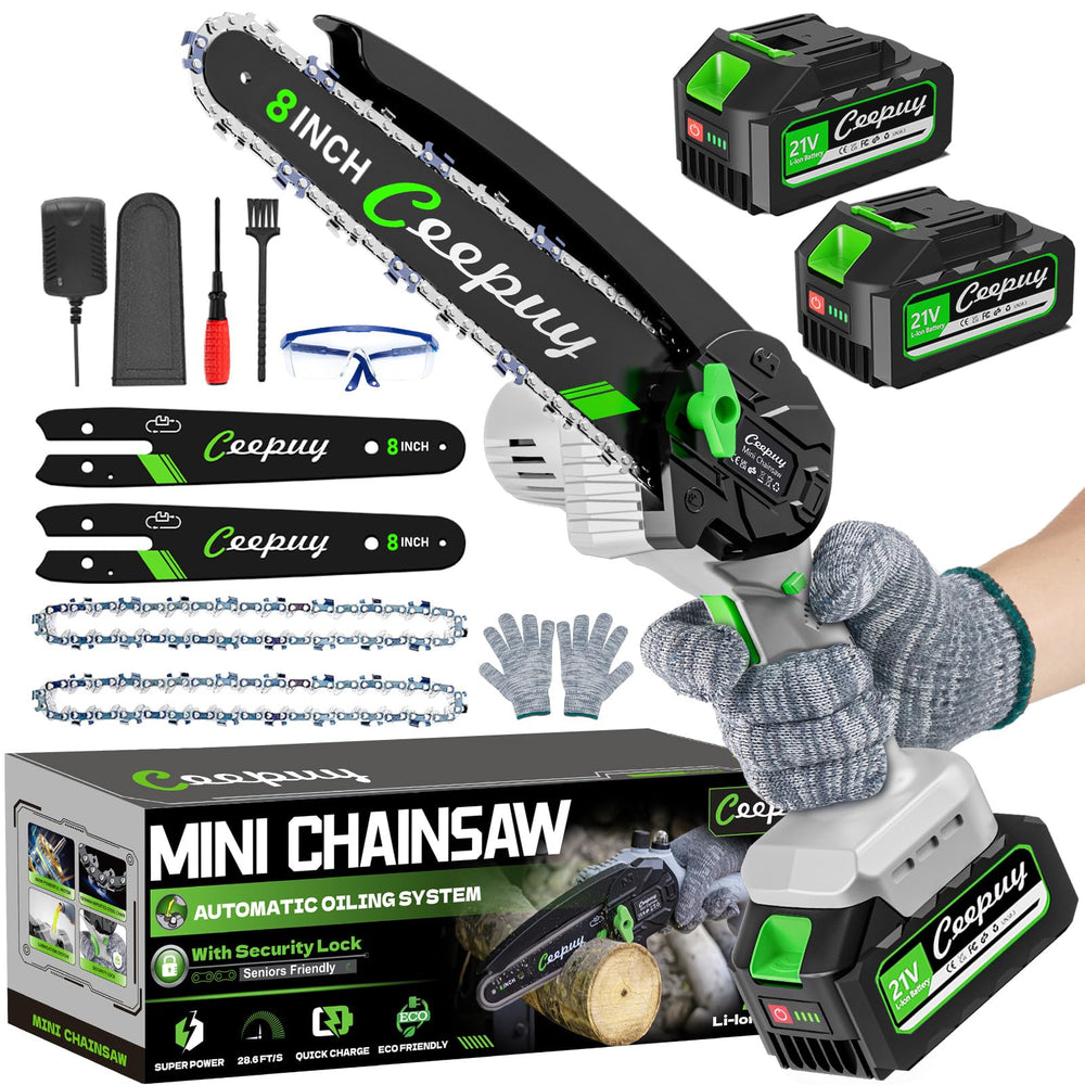 CEEPUY front view of compact chainsaw showing slim body and easy handling