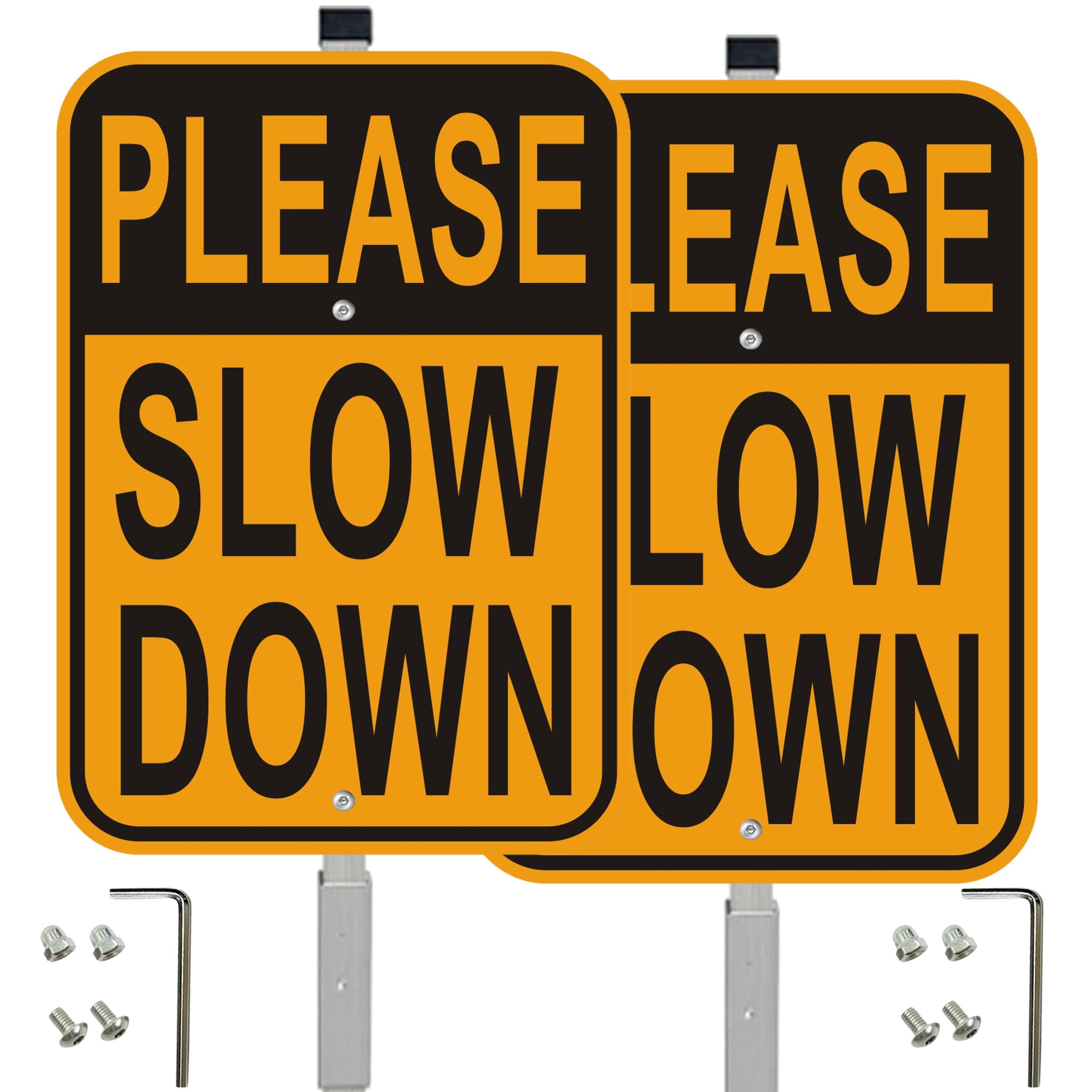 Cefrashi front view of both signs on stakes for clear visibility