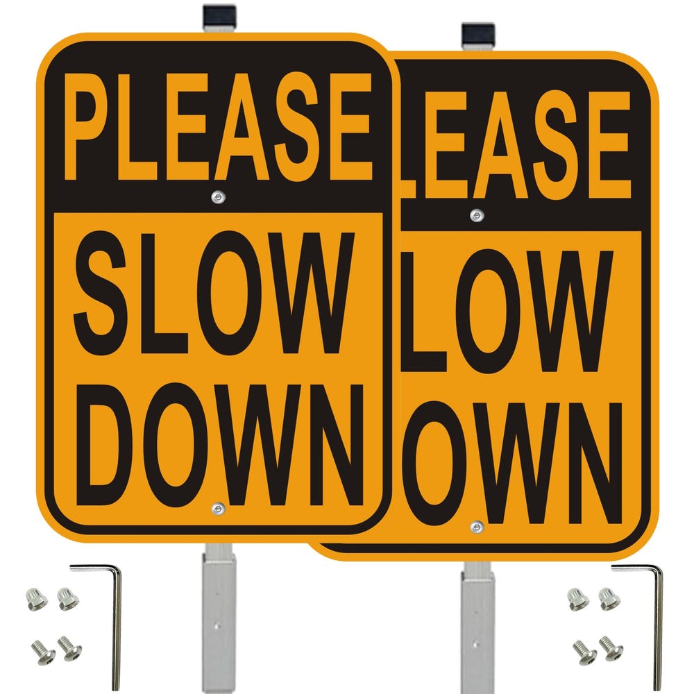 Cefrashi front view of both signs on stakes for clear visibility