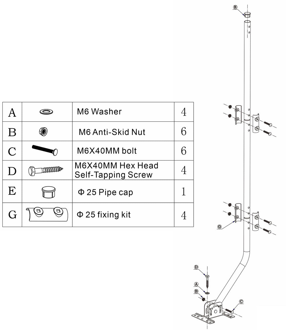 cekay mounted pole with antenna on roof for improved reception