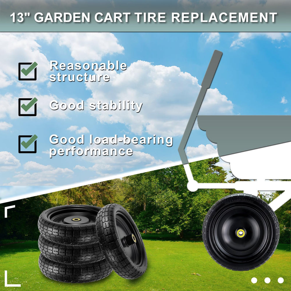 Cenipar wheel installed on garden cart illustrating easy swap and restored mobility