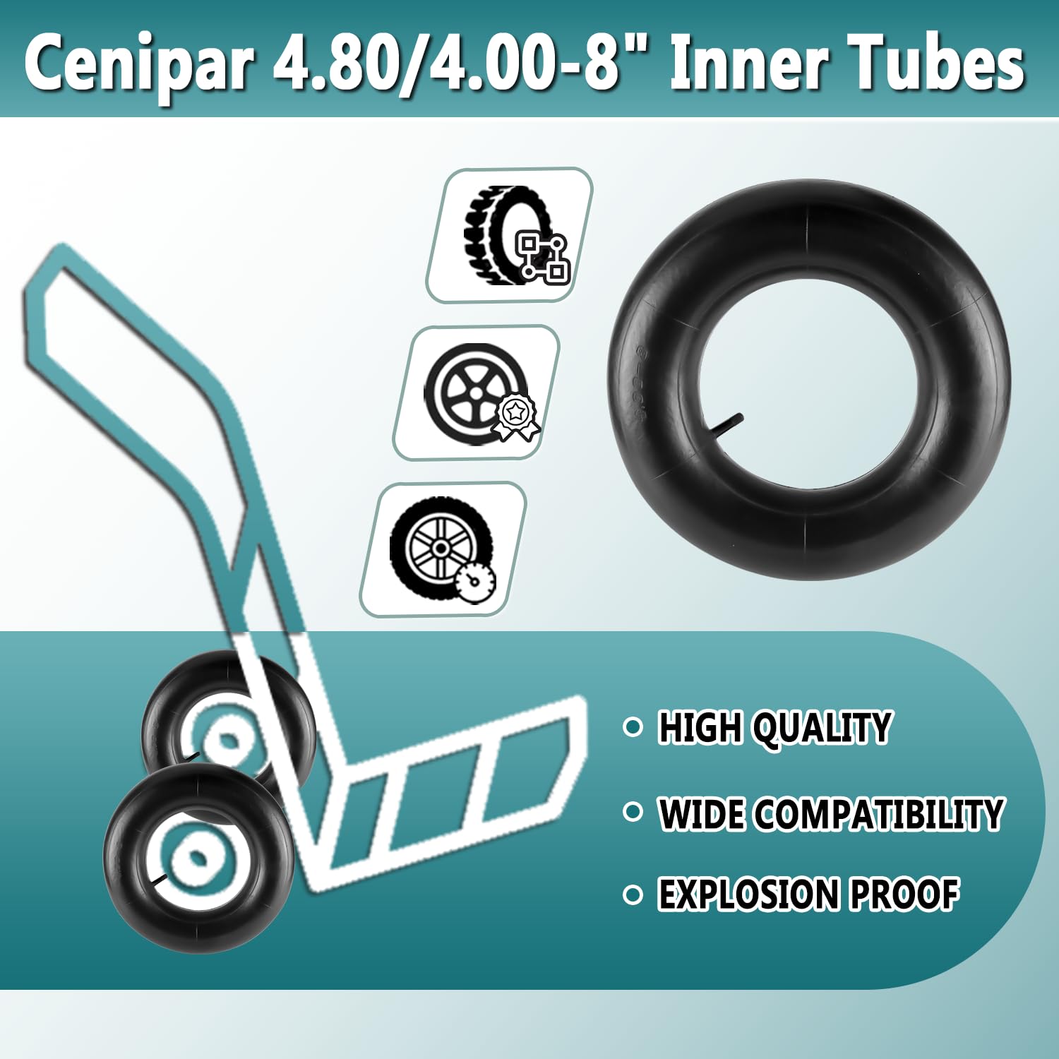 Cenipar tube next to ruler for size comparison and accurate 4.80/4.00-8 fit verification