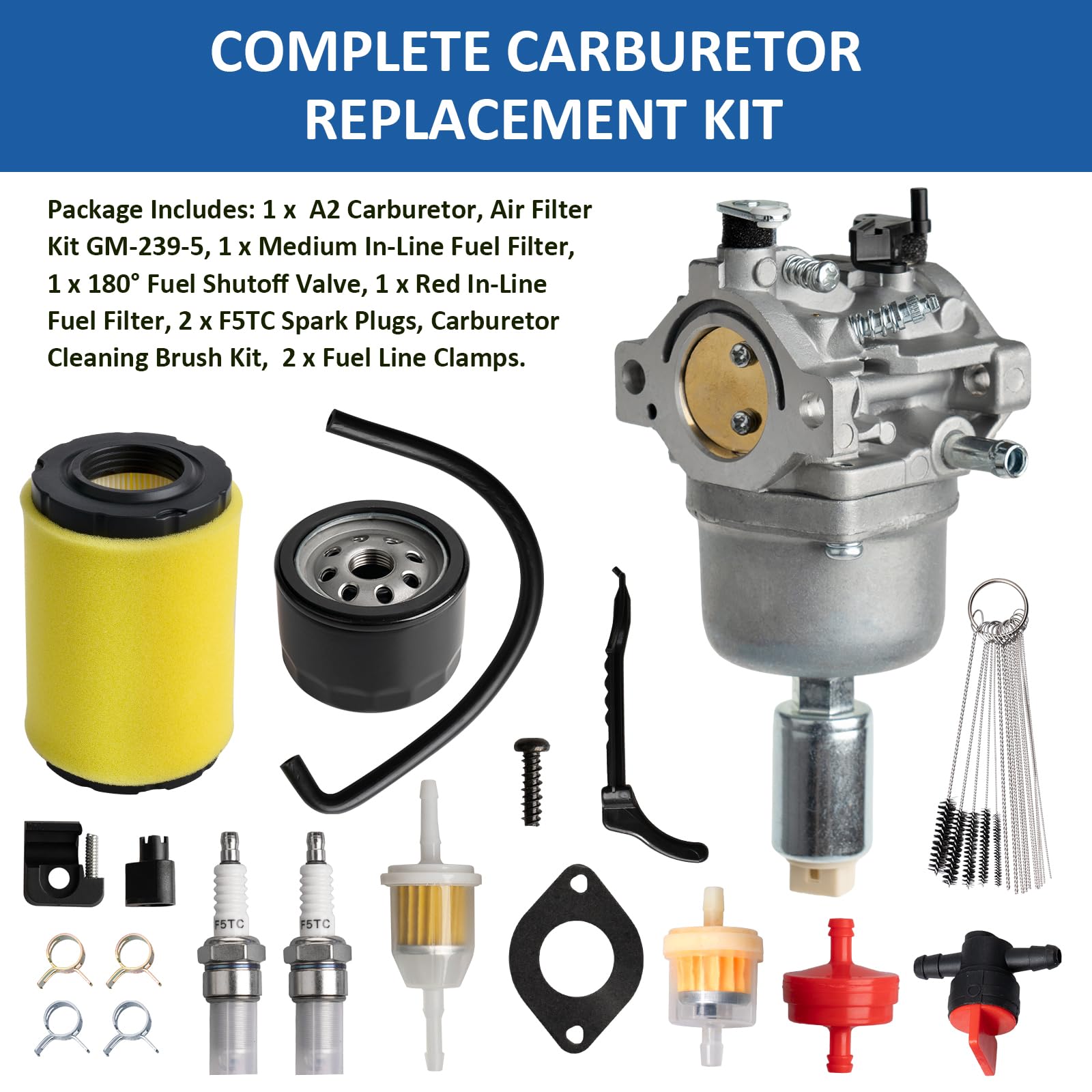 Centuryestar air and oil filters with spark plugs close-up promoting reliable ignition and filtration