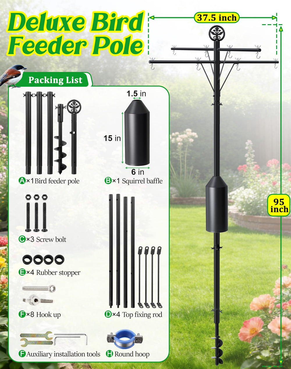 Ceoighe horizontal hook arms detail with multiple feeders hanging benefit