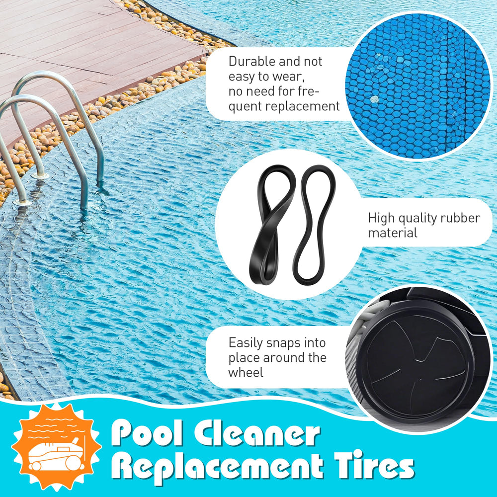 Ceoighe tire on a cleaner in a backyard pool showing smoother cleaning performance