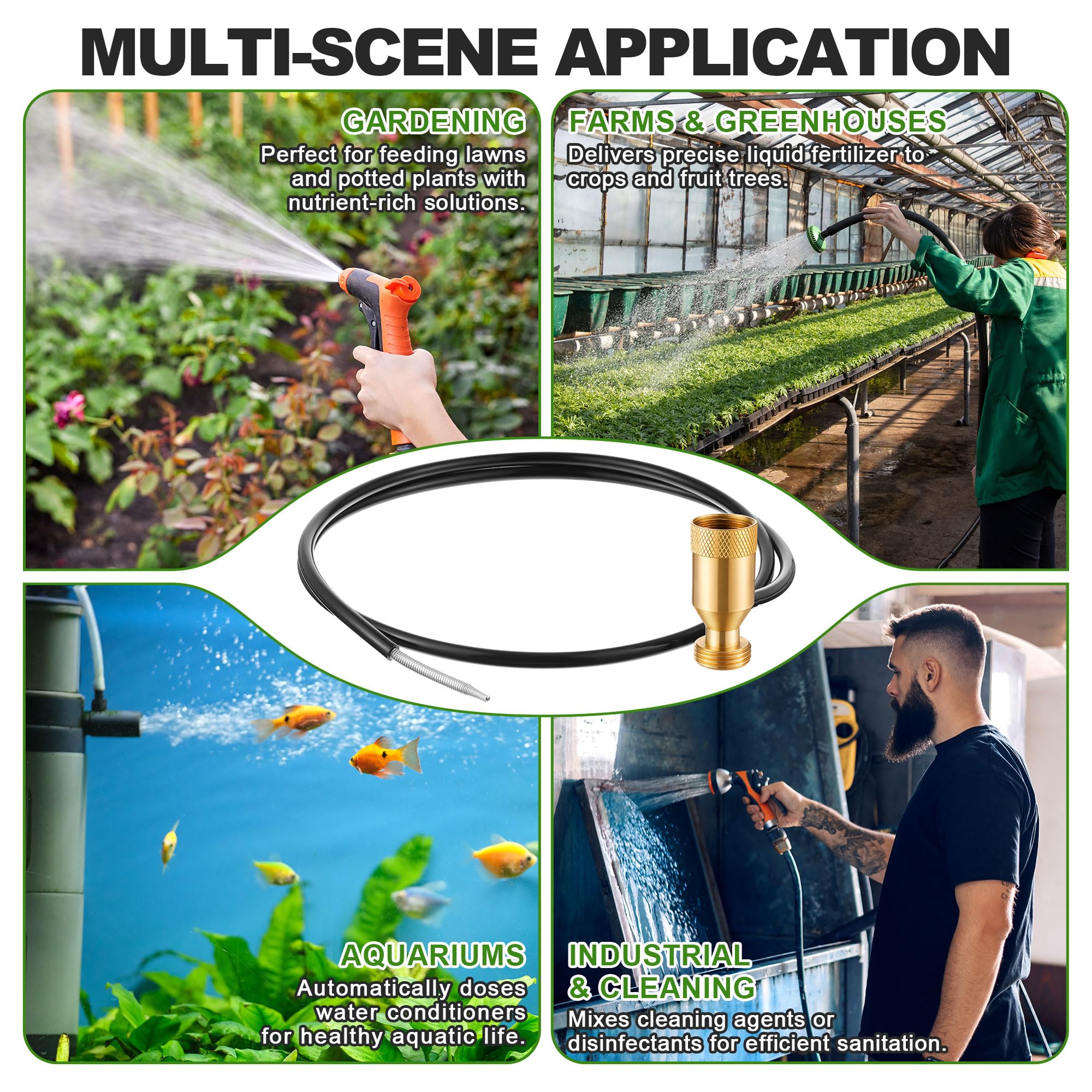 Ceoighe attached in a greenhouse irrigation line illustrating efficient feeding for plants