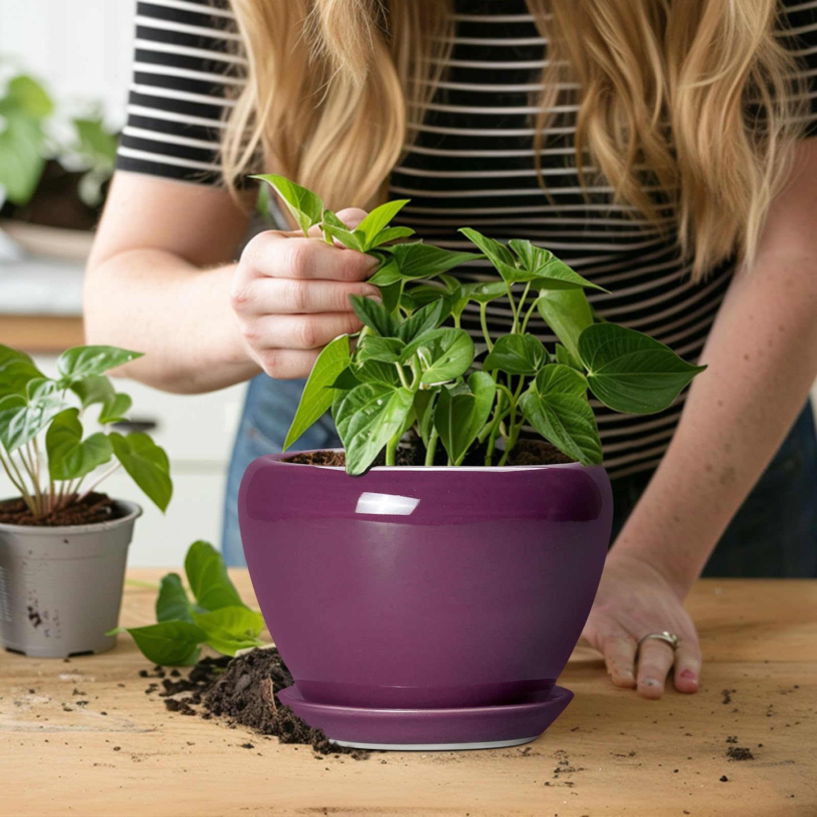 Ceramicfor pot size comparison with ruler for accurate dimension reference