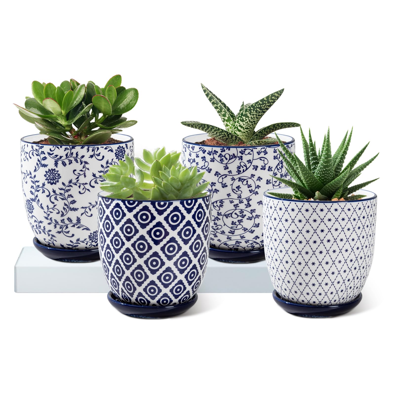 Cerkik front view of four ceramic planter pots showing modern design and set benefit
