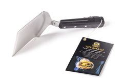 Certified Angus Beef riveted wood handle detail offering a secure ergonomic grip