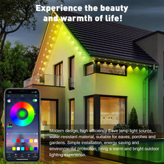CETELUMA mounted on roofline night view providing clean architectural illumination