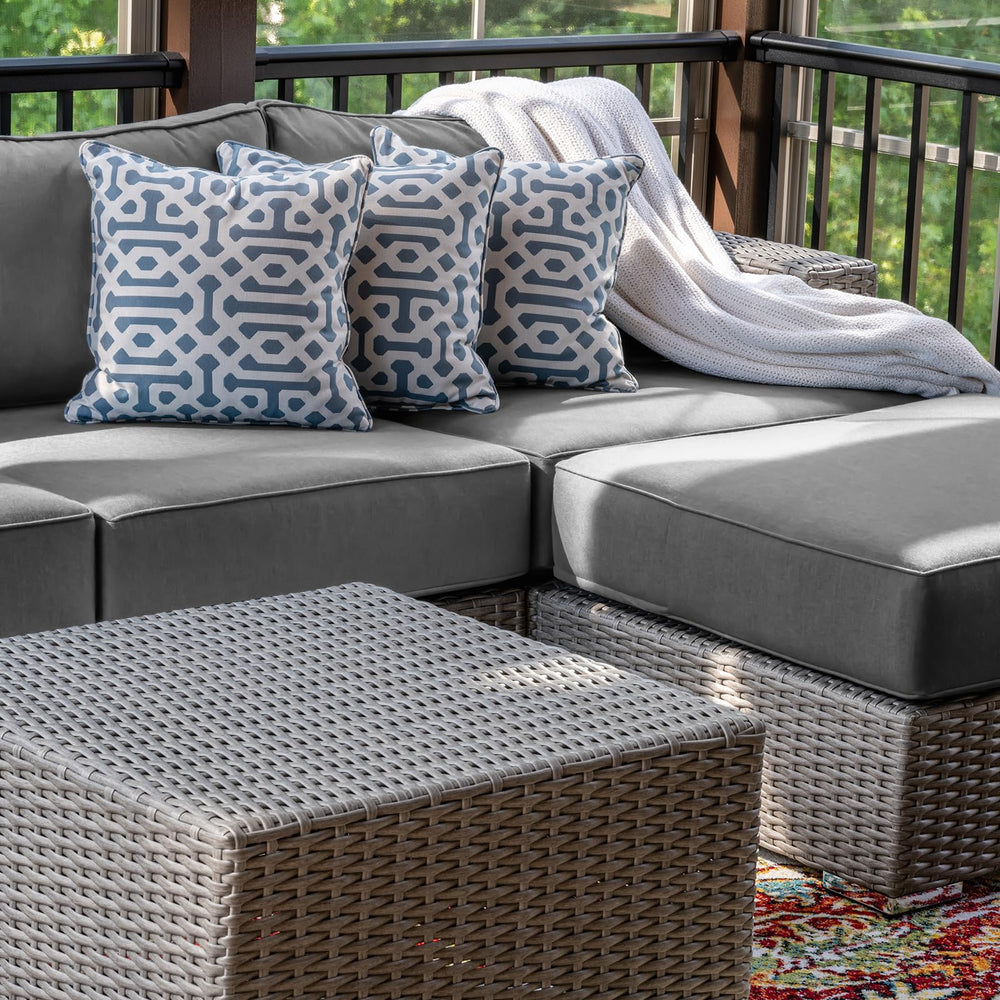 Cethytirko outdoor patio scene with covers on sectional, demonstrating refreshed style