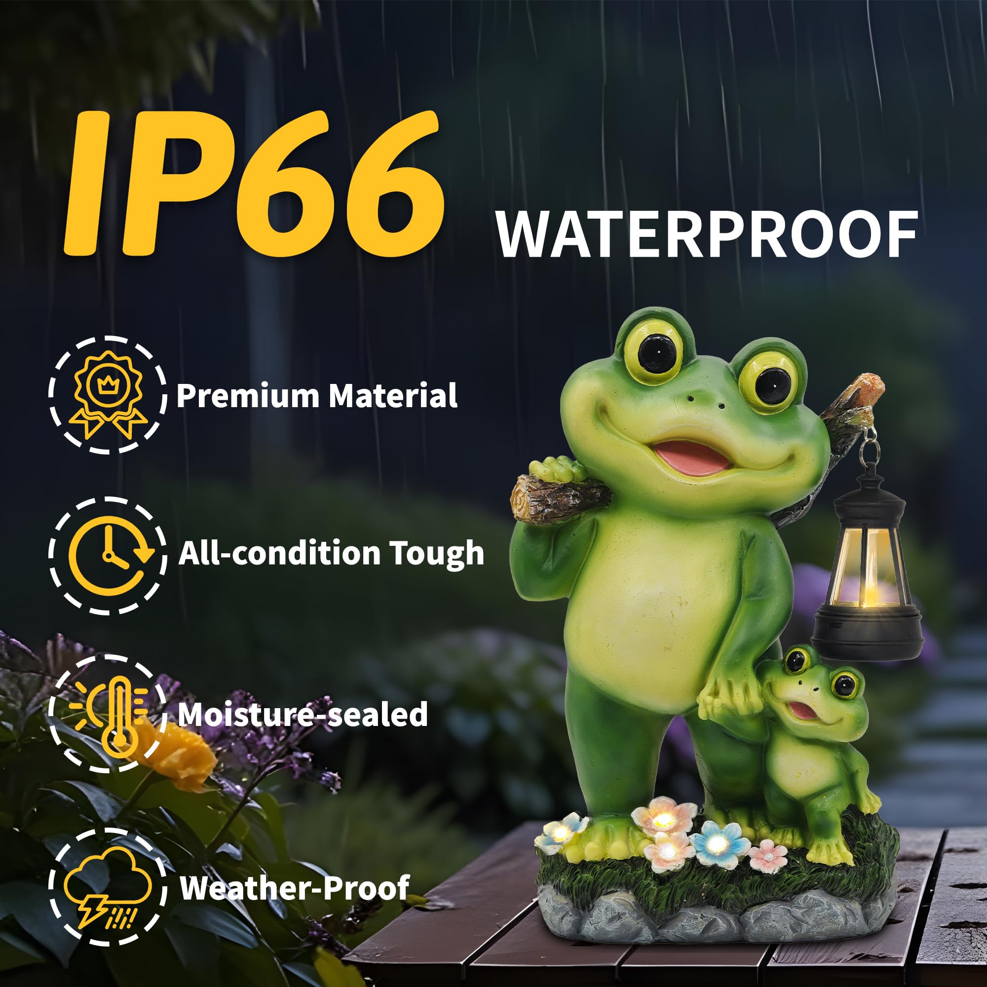 CFFOWNUG frog placed among plants to show outdoor styling and decorative enhancement