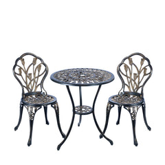 C/G patio casa bistro set front view showing compact antique copper styling and curb appeal