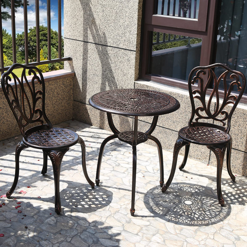 C/G patio casa front view of table and chairs showing compact setup and charm