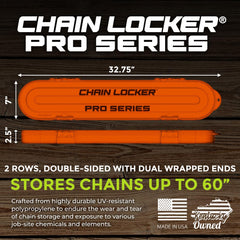 Chain Locker detail of chain wrap ends demonstrating tangle-free, secure storage