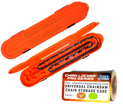 Chain Locker front view showing orange case and secure latches for quick identification