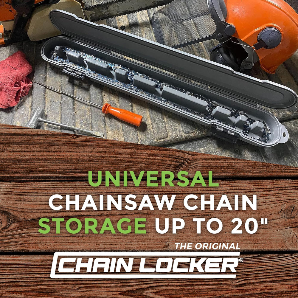 Chain Locker on storage shelf keeping chains organized and visible