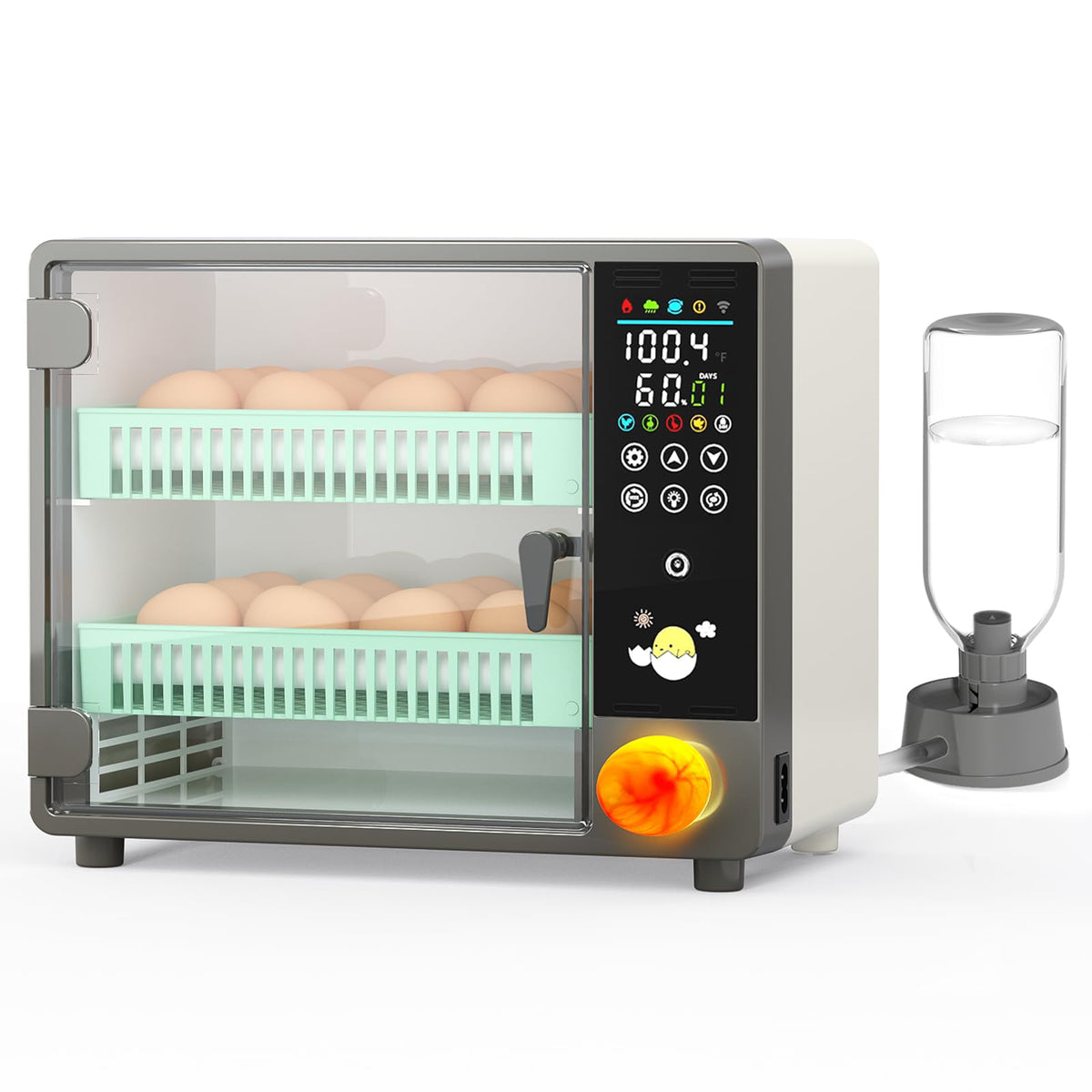 Chalixion front view showing compact incubator and easy-loading benefit