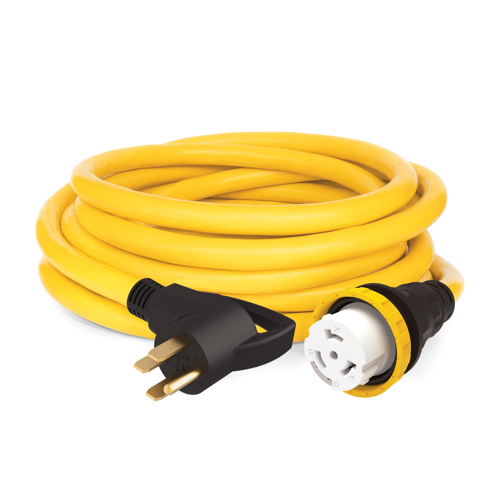 Champion Power Equipment front view of 30-foot 50A power cord showing full cable benefit