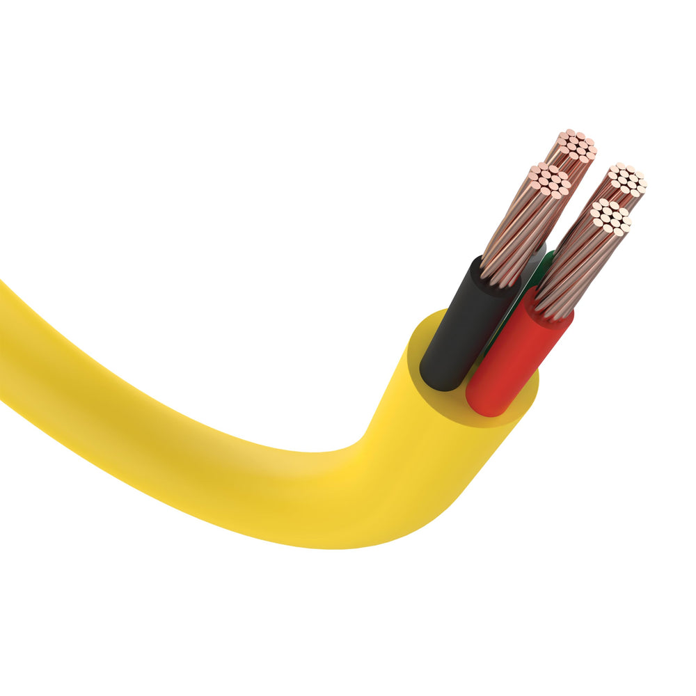Champion cord plugged into generator illustrating safe distance placement and exhaust protection