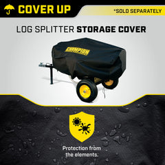 Champion cover shown installed on a log splitter demonstrating secure protection