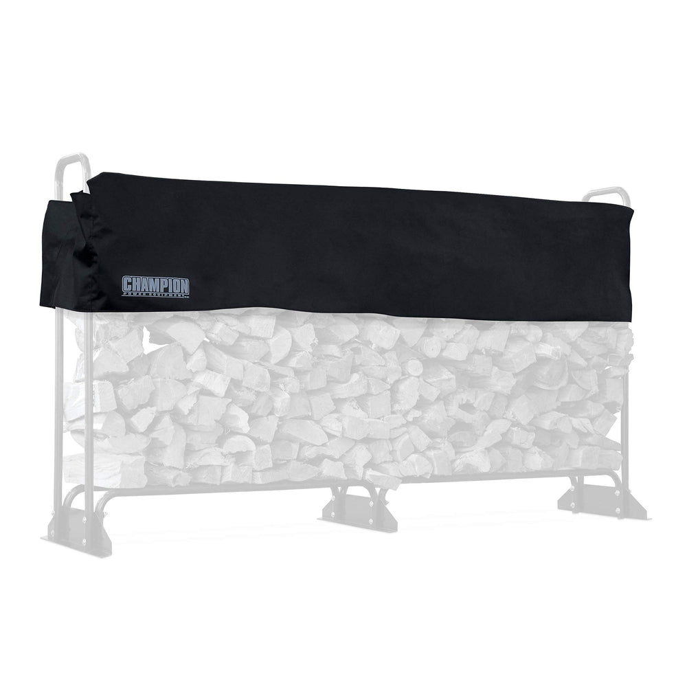 Champion Power Equipment front view of 96-inch firewood rack cover showing full fit and protection