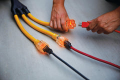 Champion LED indicator lights glowing to show powered outlets for quick checks