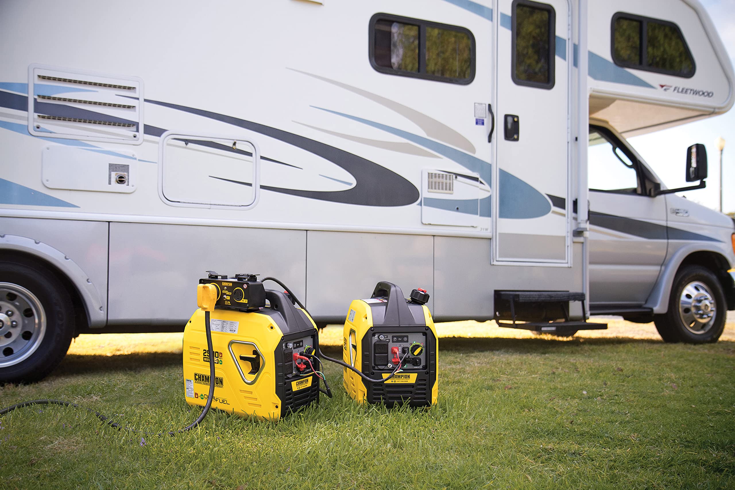 Champion ParaLINK powering an RV at campsite showing reliable comfort and convenience