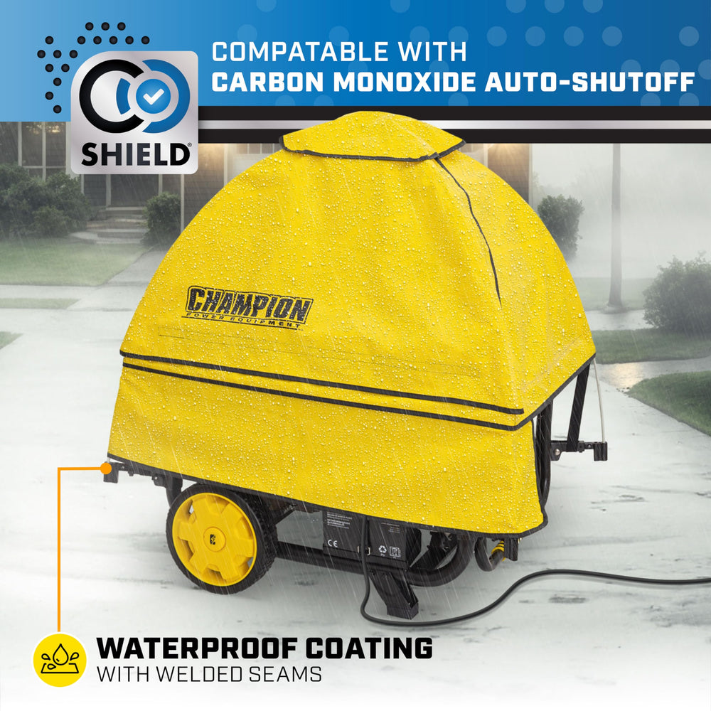 Champion Power Equipment internal frame rods showing wind-resistant support
