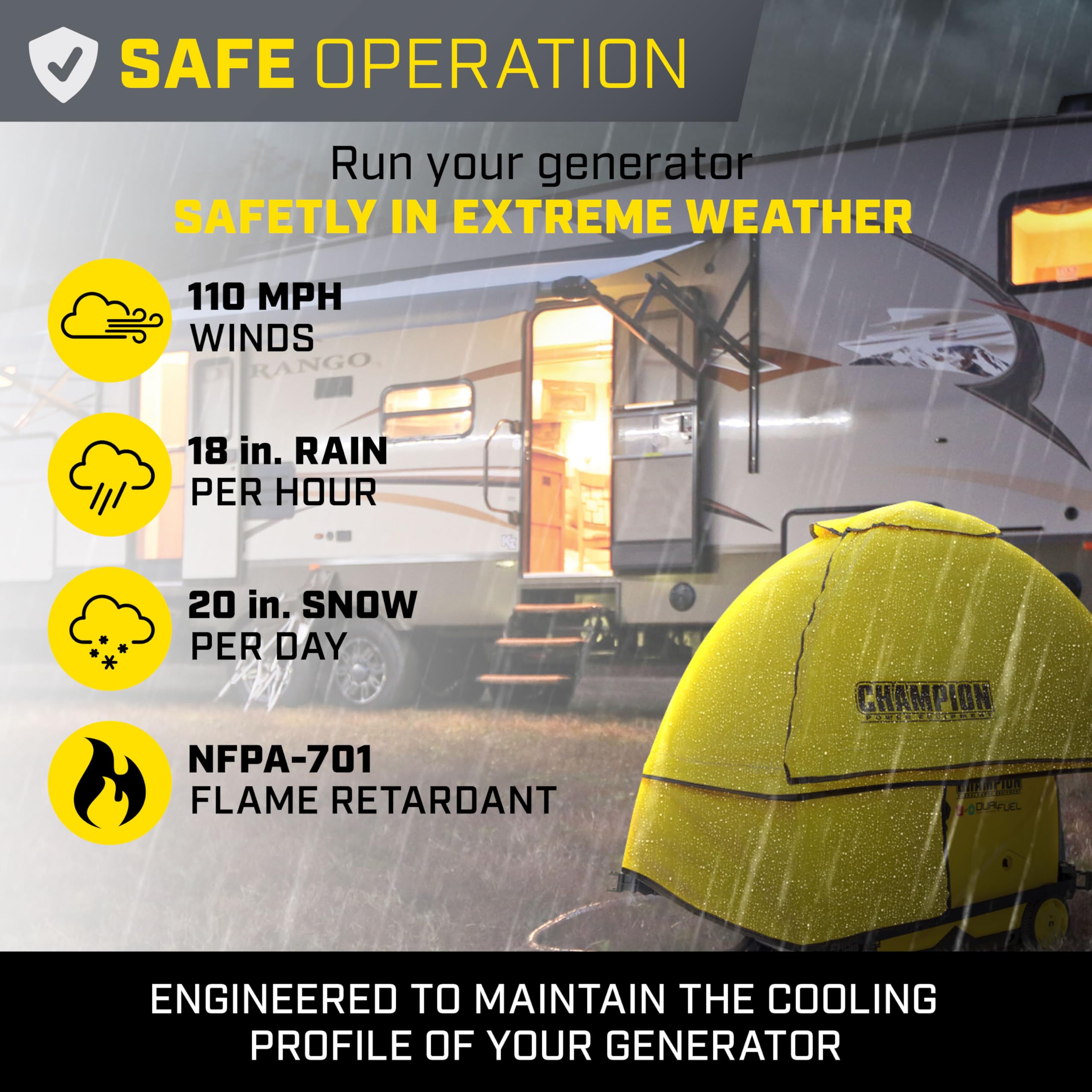 Champion Storm Shield refuel door open allowing quick safe refueling