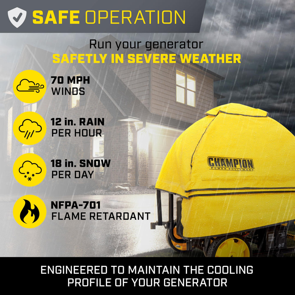 Champion Power Equipment refueling door open allowing safe refill while covered